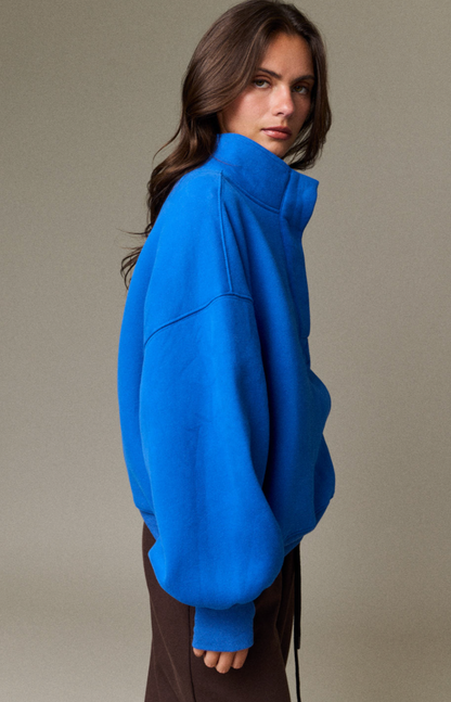 High Collar Half Button-Up