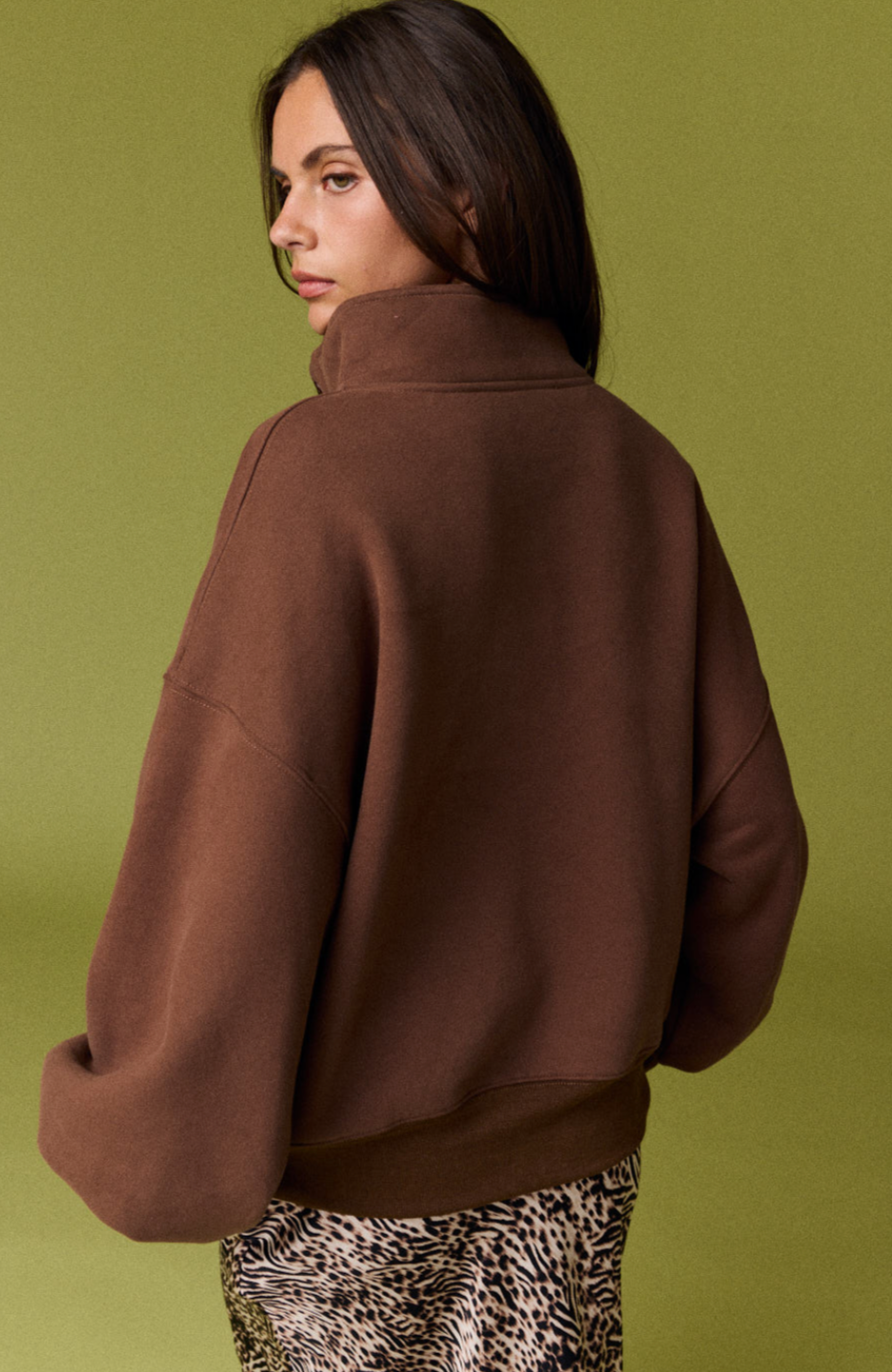 High Collar Half Button-Up