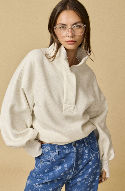 High Collar Half Button-Up
